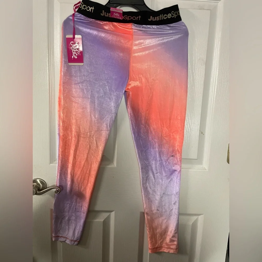 Justice Sport Kids Leggings -‎ Purple and Orange Gradient! NWT! Size XL Plus.